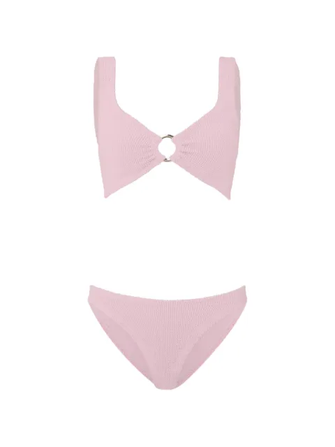 Hunza G Julia ring-detail crinkle-effect bikini Pink JULIABIKINIGOLDHO