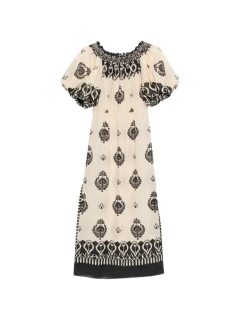 Johanna Ortiz Harbor Hues off-shoulder midi dress Neutrals PT04028