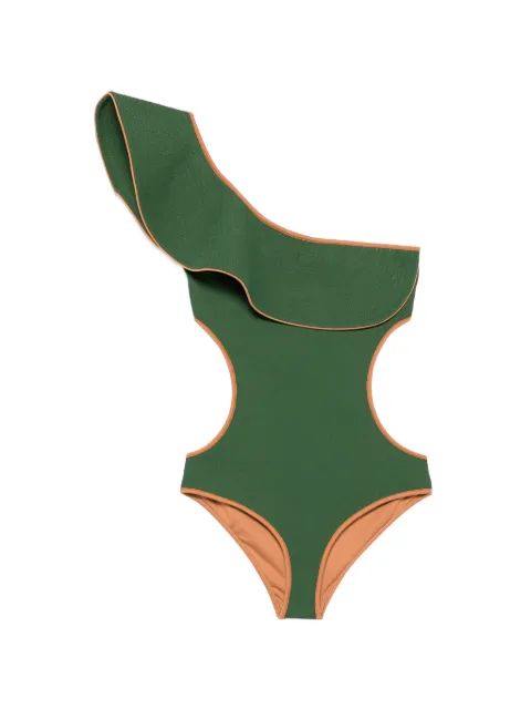 Johanna Ortiz Coastal Dream ruffled-detail swimsuit Green PT04008