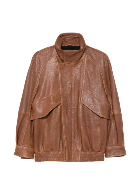 Nour Hammour Ariste leather jacket Brown PF26CO4