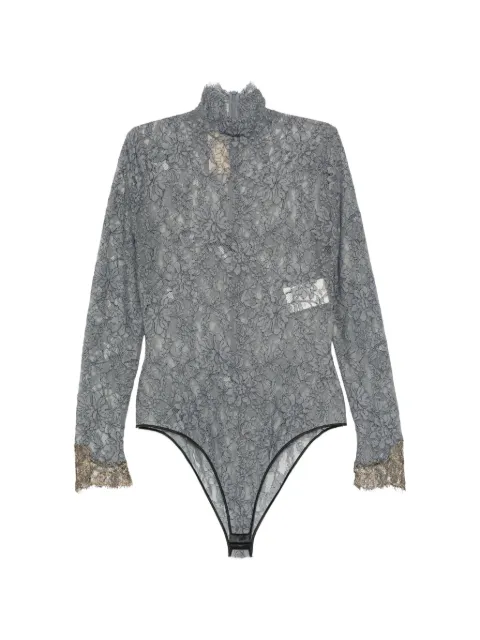 Valentino Garavani lace-detail long-sleeve bodysuit Grey BMR02JAD7