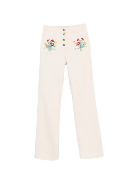 Valentino Garavani floral-embroidered jeans Neutrals 9B3DD2AL9Y5