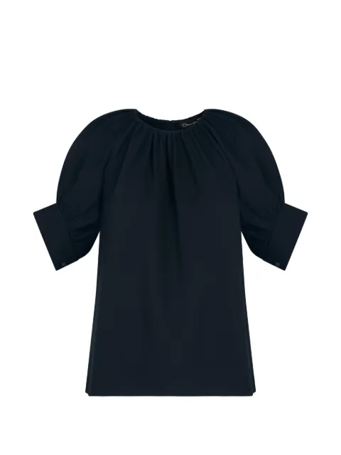 Oscar de la Renta gathered silk georgette blouse Blue 25CN740HSGNAV