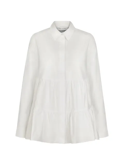 Oscar de la Renta tiered cotton poplin blouse White 25CN717SRNWHT
