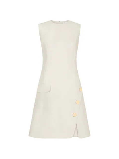 Oscar de la Renta button-detailed wool-blend dress Neutrals 25CN212DSWIVR