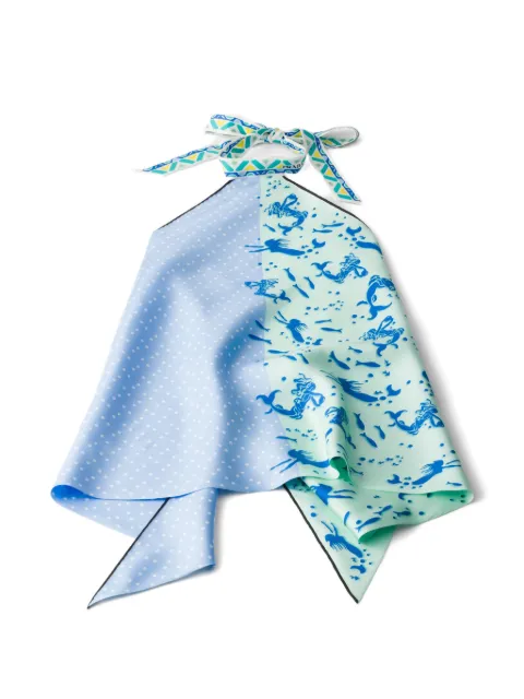 Prada printed silk twill top Blue 1FF0382HGA