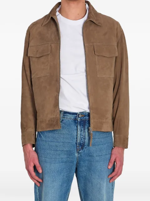 Arma flap-pocket kale suede jacket Brown 002G261015