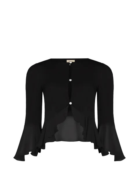 Temperley London Leilani ruffled cropped jacket Black 26ULEI55025