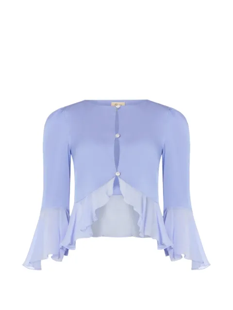 Temperley London Leilani ruffled cropped jacket Blue 26ULEI55025