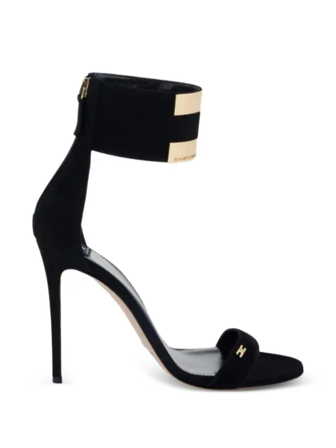Elisabetta Franchi suede sandals with jewel logo Black SA91L62E2
