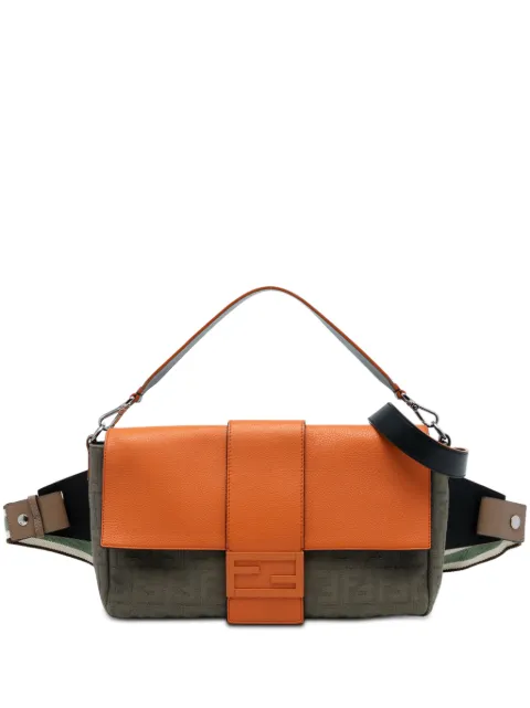 Fendi Pre-Owned 2010-2025 Large Zucca Canvas and Leather Convertible Belt Baguette satchel Brown TJN13LI6MNM9DPPJ