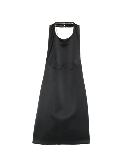 Elisabetta Franchi mini dress in duchess satin with necklace Black AB87162E2