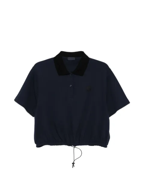 Moncler drawstring-waistband log-patch polo shirt Blue L10938A0000589A16