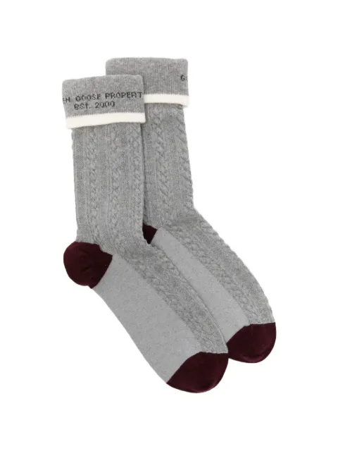 Golden Goose grey socks with turn-up and burgundy and cream details Grey GUP02373P002429