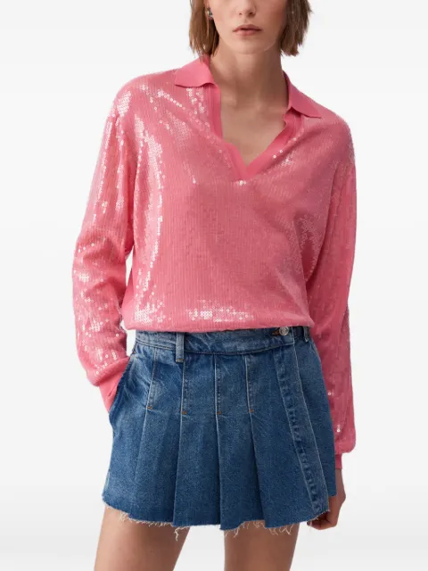 LIU JO sequin V-neck sweater Pink WA6218MA68RL9050