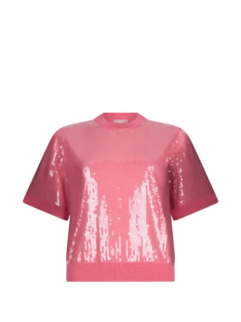 LIU JO sequin short-sleeve T-shirt Pink WA6216MA68RL9050