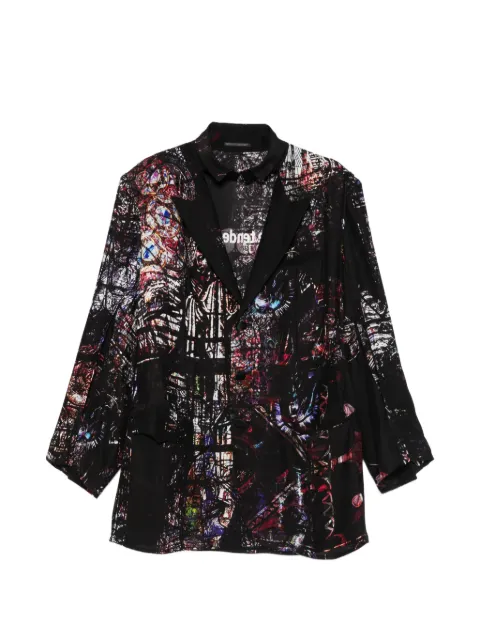 Yohji Yamamoto logo-print blazer Black HKJ48446