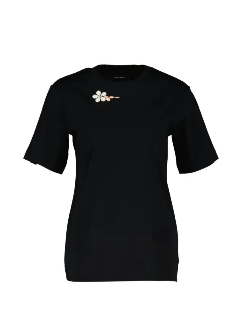 Simone Rocha short-sleeved flower-detail T-shirt Black 5342B0553