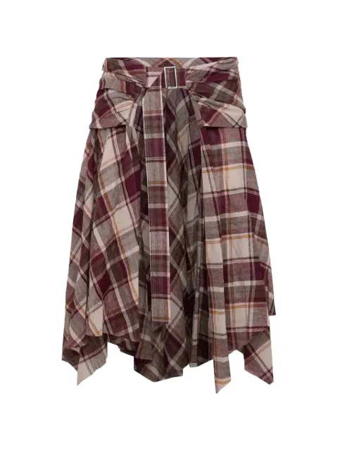 MARBELL Vivienne check-pattern asymmetric skirt Red BSS1009TELICHK