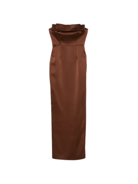 The New Arrivals Ilkyaz Ozel bow-detail strapless maxi dress Brown NA00203030696