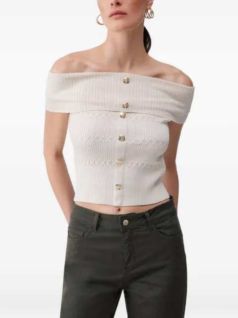 LIU JO bardot-neck top Neutrals CA6217MS55N