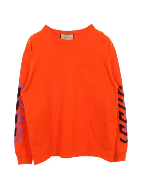 Gucci Pre-Owned 10s mirror print long-sleeved T-shirt Orange 1047599