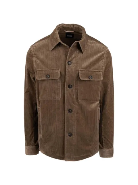 BOSS chest-pocket corduroy-effect overshirt Brown 50551692