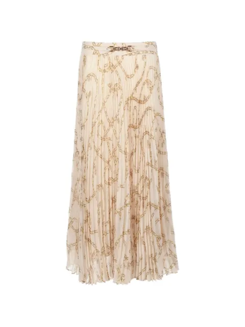 ZIMMERMANN chain-print pleated skirt Neutrals 4549SF25RCCHM