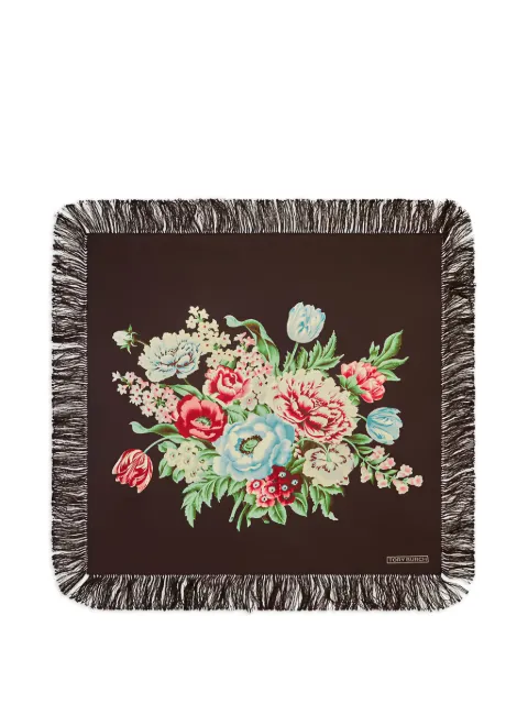 Tory Burch chair floral silk scarf Brown 177164