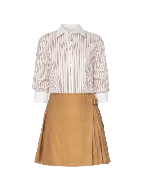 SIMKHAI Frankie pleated striped mini dress White 1261243SSSANDSTRIPEMULTI