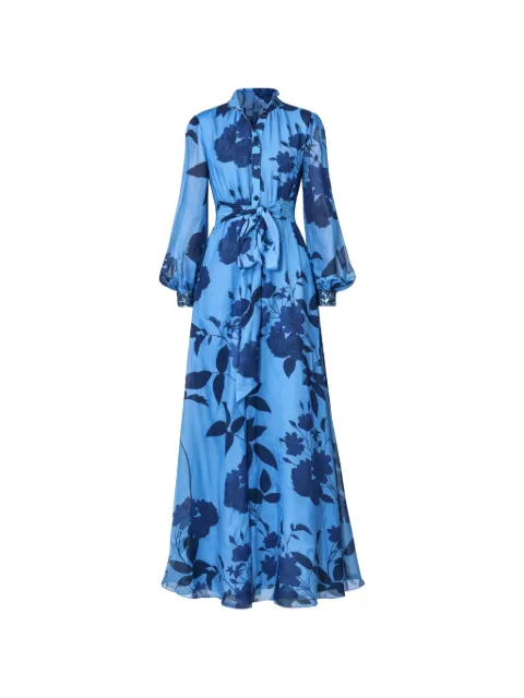 Sachin & Babi Cassandra embroidered floral-print maxi dress Blue R262G32