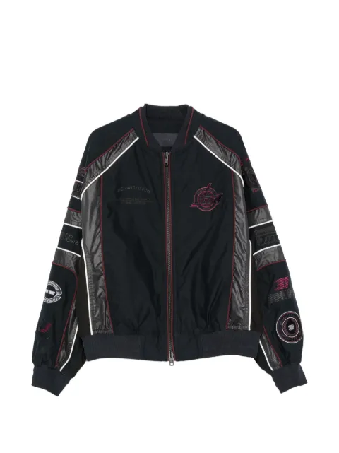 Juun.J logo-appliqué zip-up bomber jacket Black JC6339P815