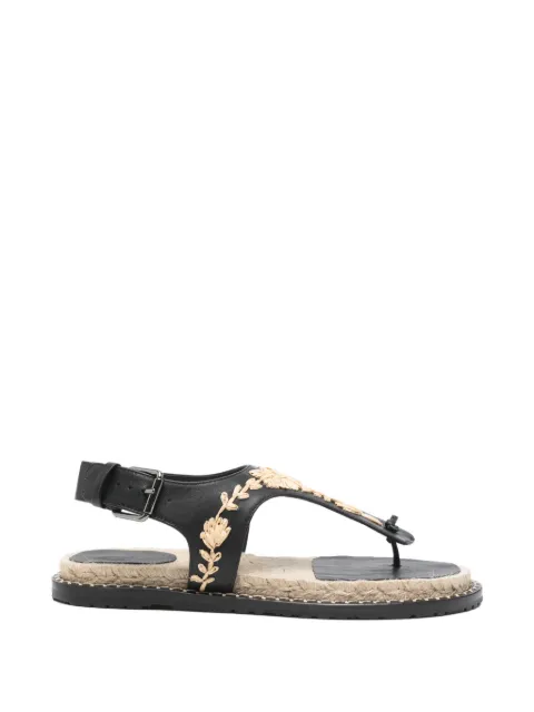 Castañer Pedra floral-embroidered buckled sandals Black 026142100