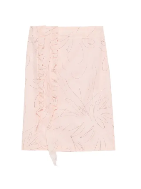 Plan C ruffled-detail midi skirt Pink GOCAH07F00TC126