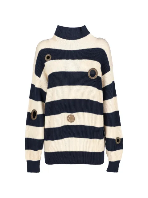 Gianfranco Ferré Pre-Owned striped-pattern embellished jumper Neutrals W251181