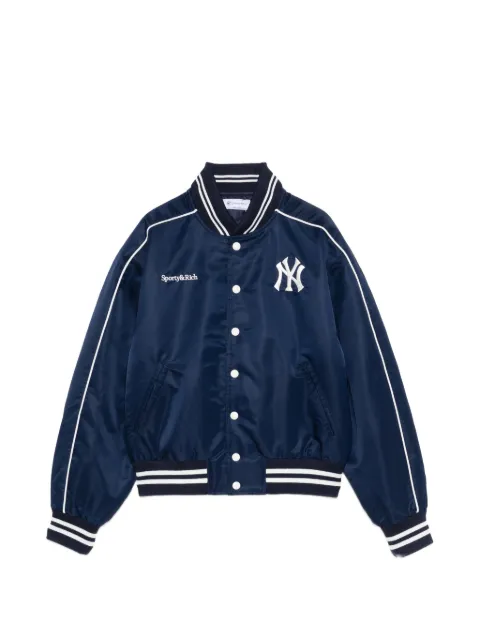 Sporty & Rich Daisy logo-embroidered bomber jacket Blue OW005610675