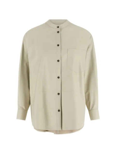 Yves Salomon mandarin-collar pocket leather shirt Neutrals 26E26EYH20177APARA1068