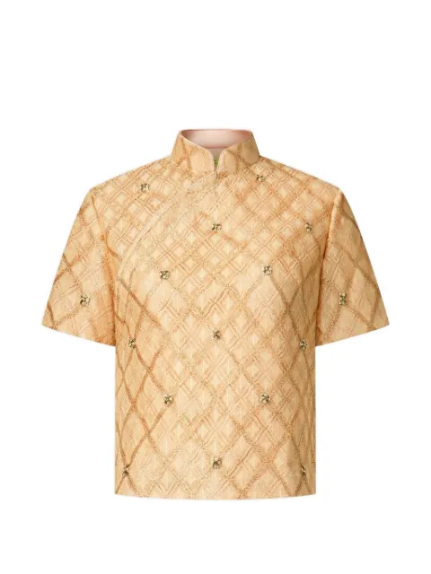 Shanghai Tang Qipao latticework embellished top Neutrals Z2WRT110GP