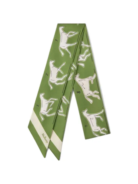 Mulberry horse print skinny scarf Green S26VS4880173Q740