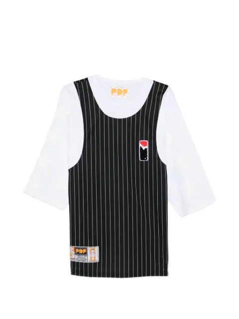 PDF pinstripe-pattern logo-patch T-shirt Black DFM54045TJ101
