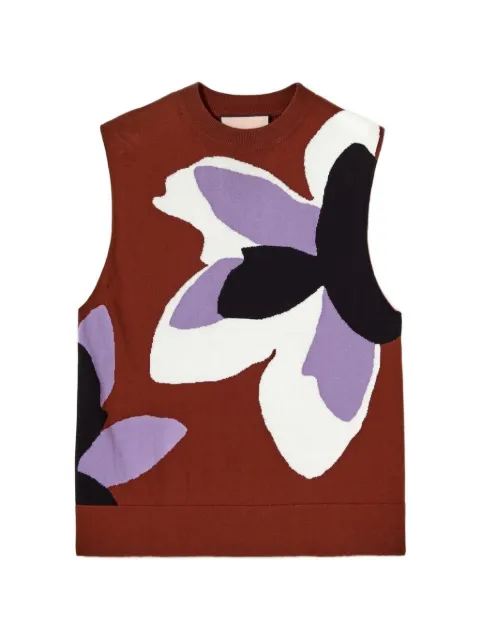 Plan C flower-print vest Brown GLCMH02G00FC001
