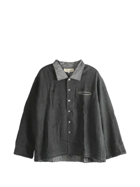 MUTEDANCE chest-pocket check-collar shirt Grey MD25FW06