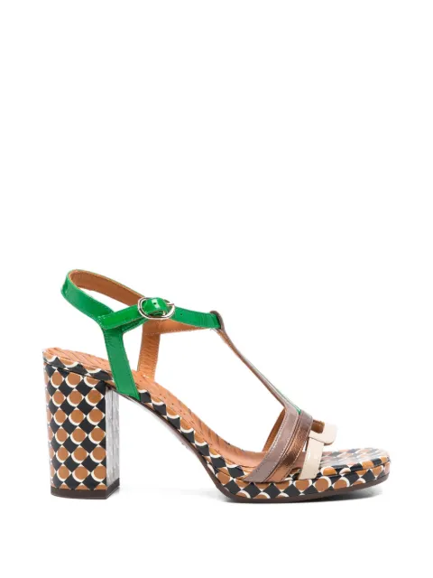 Chie Mihara Peyate T-bar patterned leather sandals Green PEYATE48