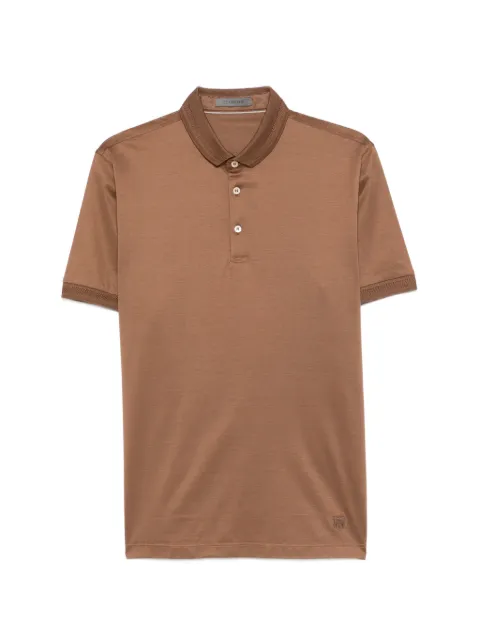Corneliani button-fastening short-sleeve polo shirt Brown 27G5010102725000
