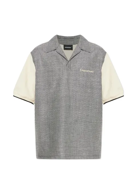 DSQUARED2 virgin wool linen pied de poule polo Neutrals S74DM1023D35460