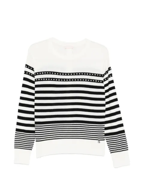 LIU JO striped embellished sweater White WA6138MA16R