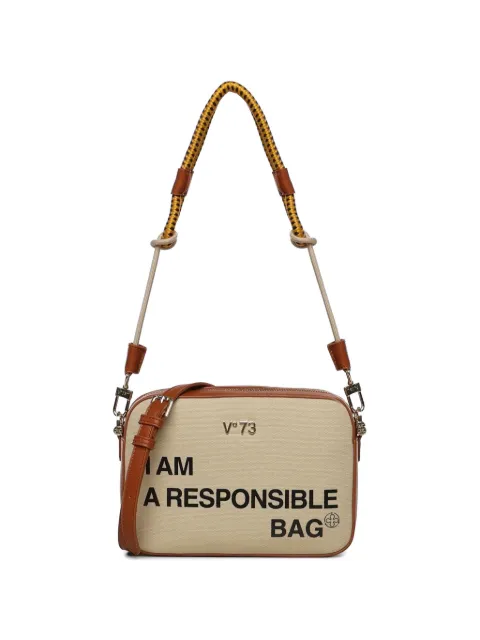 V°73 logo print shoulder bag Neutrals 73BS9N006RESPONSIBLEOFFWHITECUOIO
