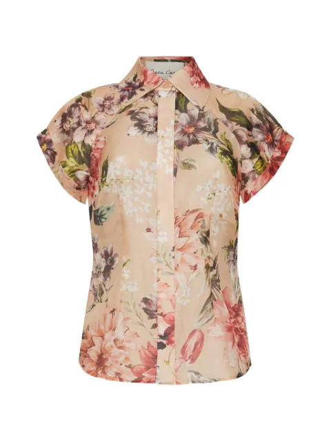Cara Cara Standout puffed-sleeve floral-print top Neutrals 3193SLOMGBG
