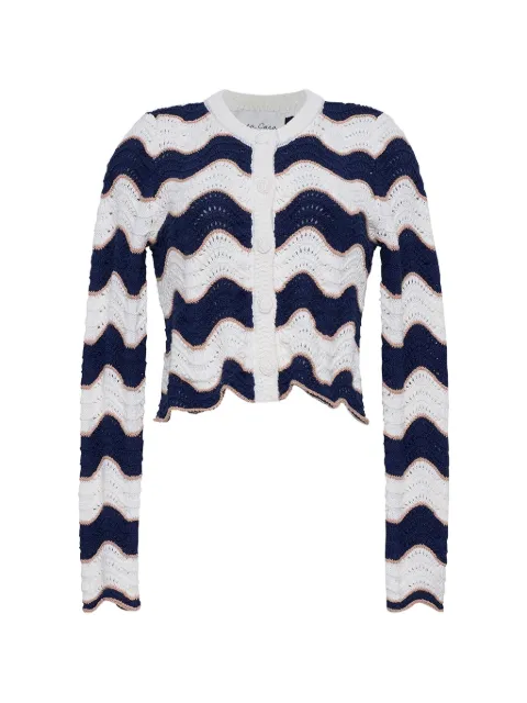 Cara Cara Jolene wave-stripe crochet cardigan Blue 9053WASC