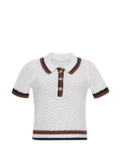 Cara Cara Ginger crochet polo shirt White 9593CROC
